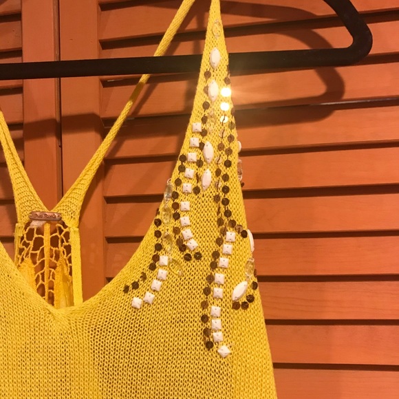 Yellow free people halter tank top - Picture 2 of 3